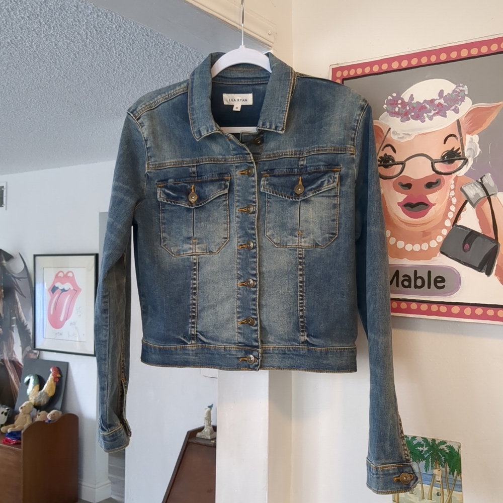 ‼️SALE LILA RYAN DENIM JEAN JACKET SIZE M BUTTON POCKETS EUC - Picture 11 of 12